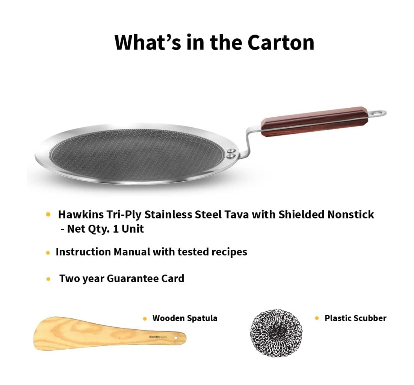 Hawkins 26 cm Paratha Tava, Triply Stainless Steel Shielded Nonstick Tawa with Rosewood Handle, Honeycomb Non Stick Induction Tawa, Silver (NSPT26)