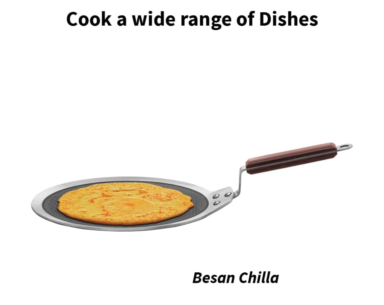 Hawkins 28 cm Dosa Tava, Triply Stainless Steel Shielded Nonstick Tawa with Rosewood Handle, Honeycomb Non Stick Induction Tawa, Silver (NSDT28)