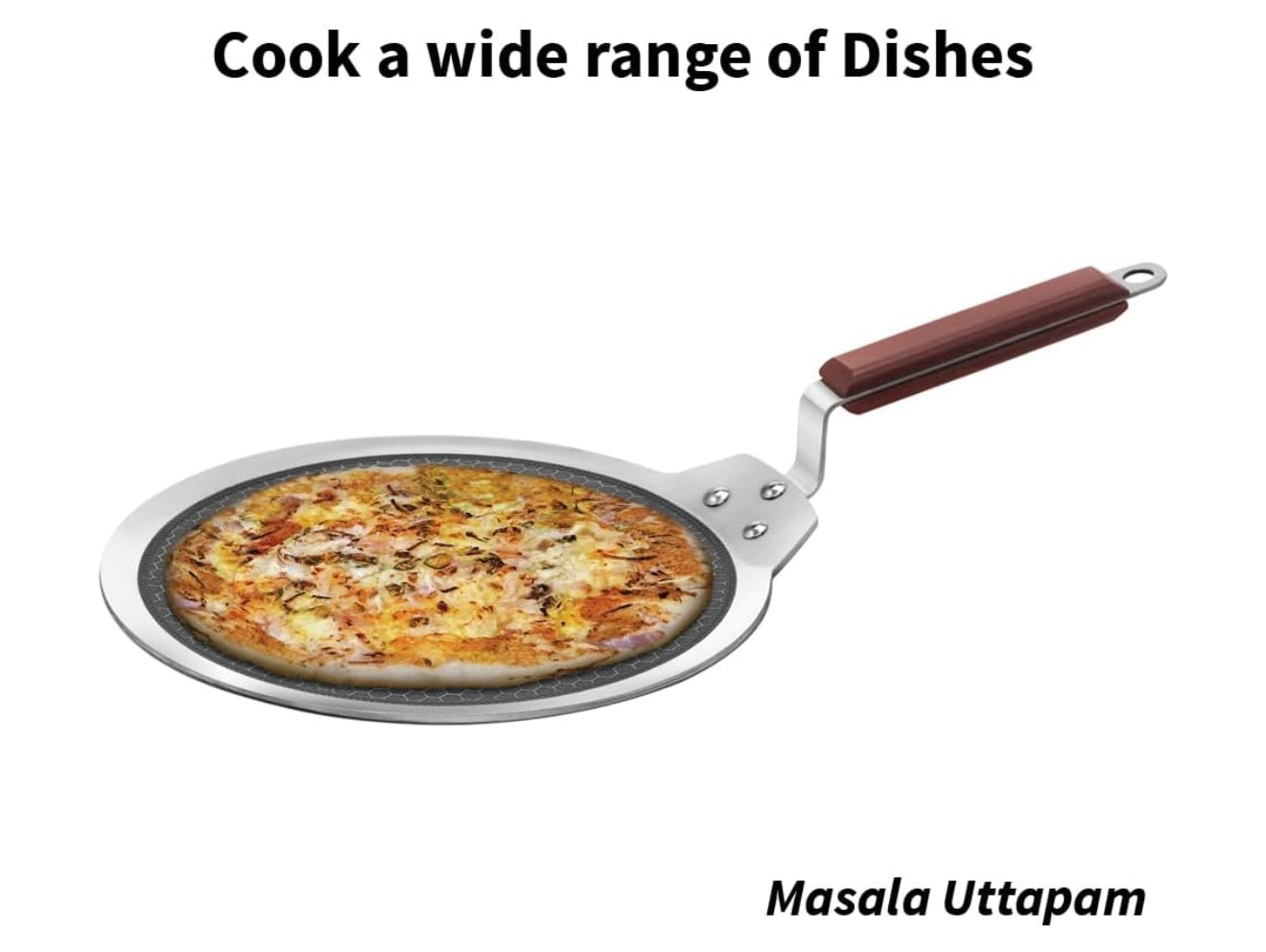 Hawkins 28 cm Dosa Tava, Triply Stainless Steel Shielded Nonstick Tawa with Rosewood Handle, Honeycomb Non Stick Induction Tawa, Silver (NSDT28)