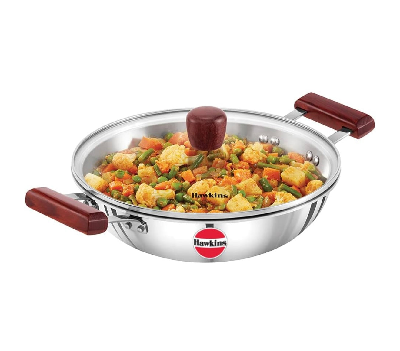 Hawkins 4 Litre Deep Kadhai, Triply Stainless Steel Kadai with Glass Lid, Flat Bottom Induction Kadhai, Big Kadai, Silver (SSK40G)