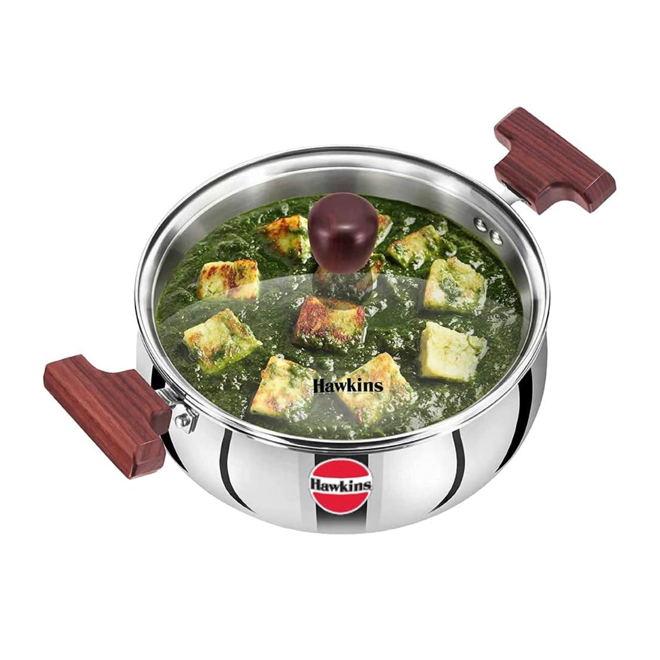 Hawkins 2 Litre Cook n Serve Handi, Triply Stainless Steel With Glass Lid, Induction Sauce Pan, Biryani Handi, Saucepan, Silver (SSH20G)
