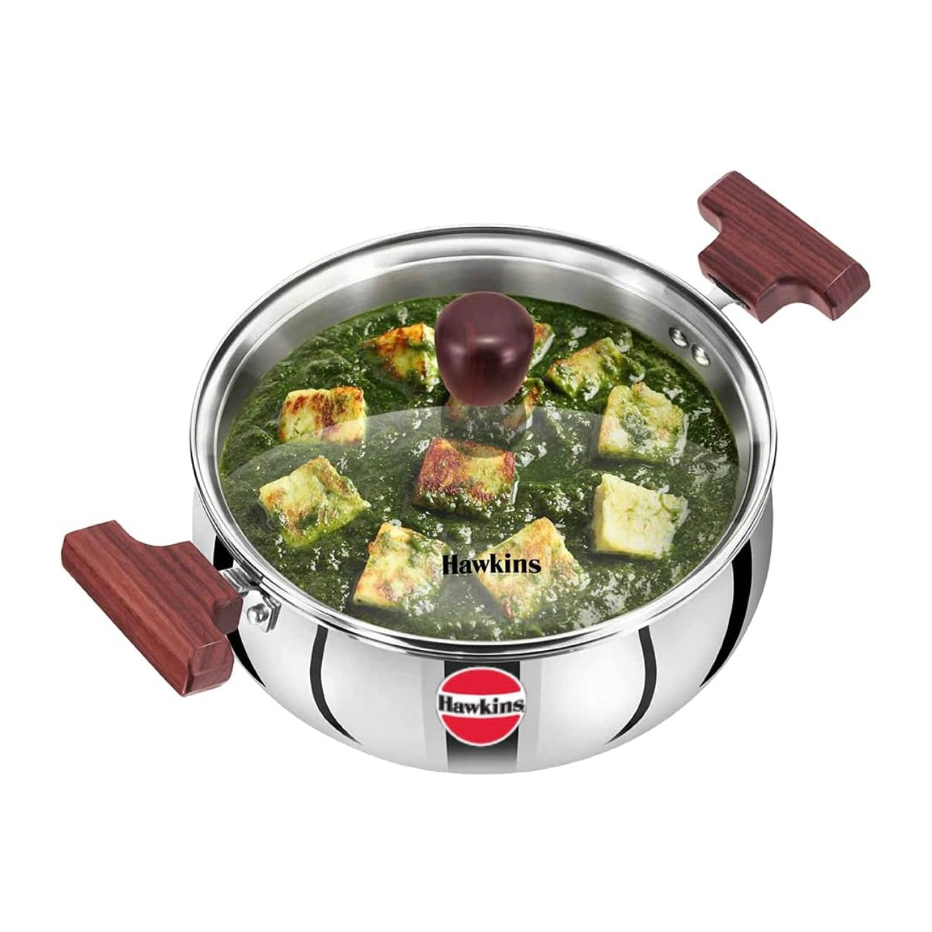 Hawkins Tri-Ply Stainless Steel Induction Compatible Cook n Serve Handi with Glass Lid, Capacity 3 Litre, Diameter 22 cm, Thickness 3 mm, Silver (SSH30G)