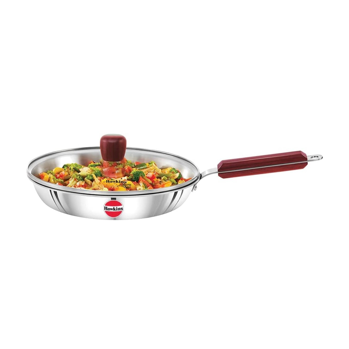 Hawkins 24 cm Frying Pan, Triply Stainless Steel Fry Pan with Glass Lid, Induction Frying Pan, Frypan, Silver (SSF24G)
