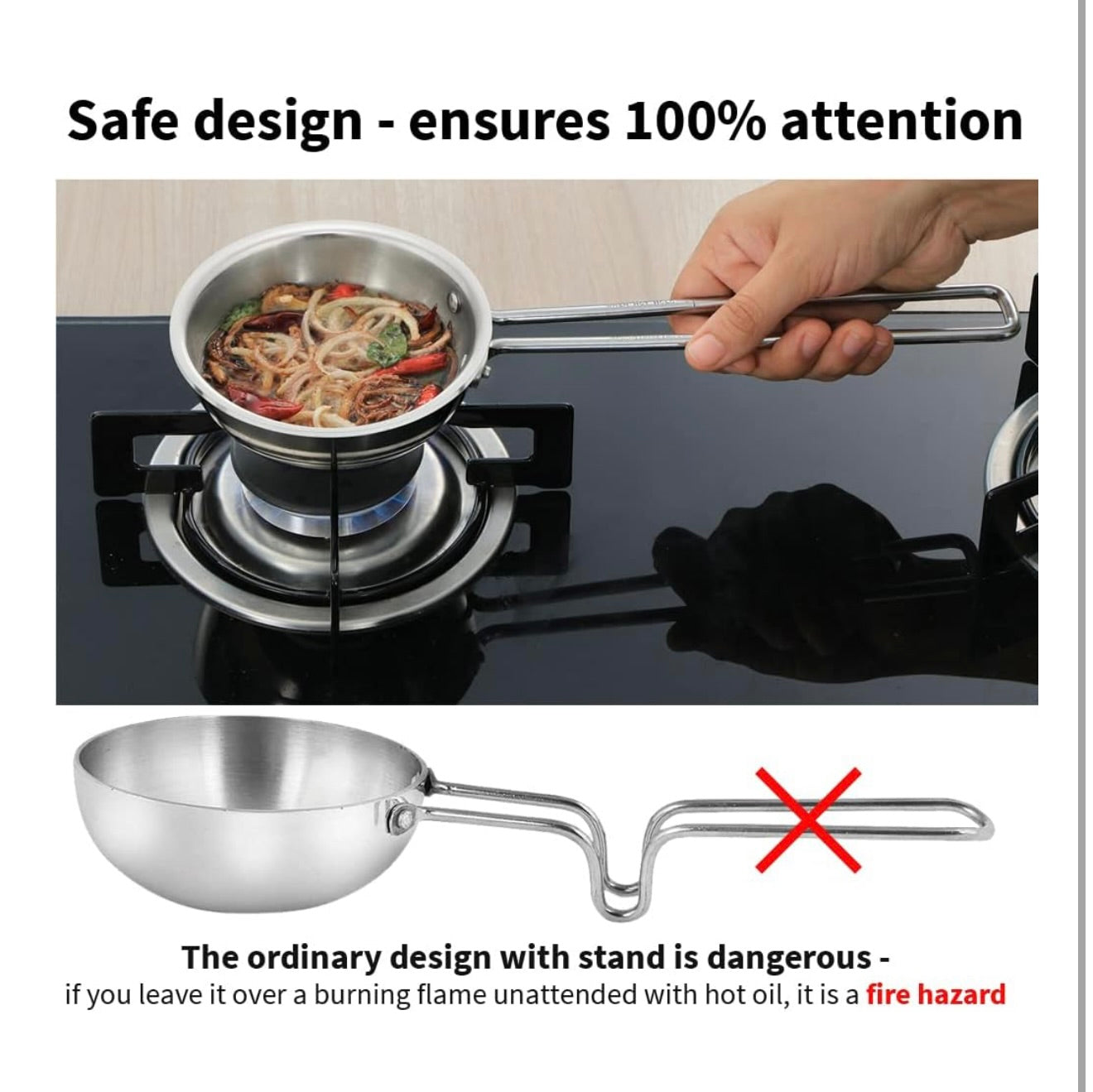 Hawkins 1.5 Cup Tadka Pan, 360 ml Triply Stainless Steel Pan, Silver (STP15)