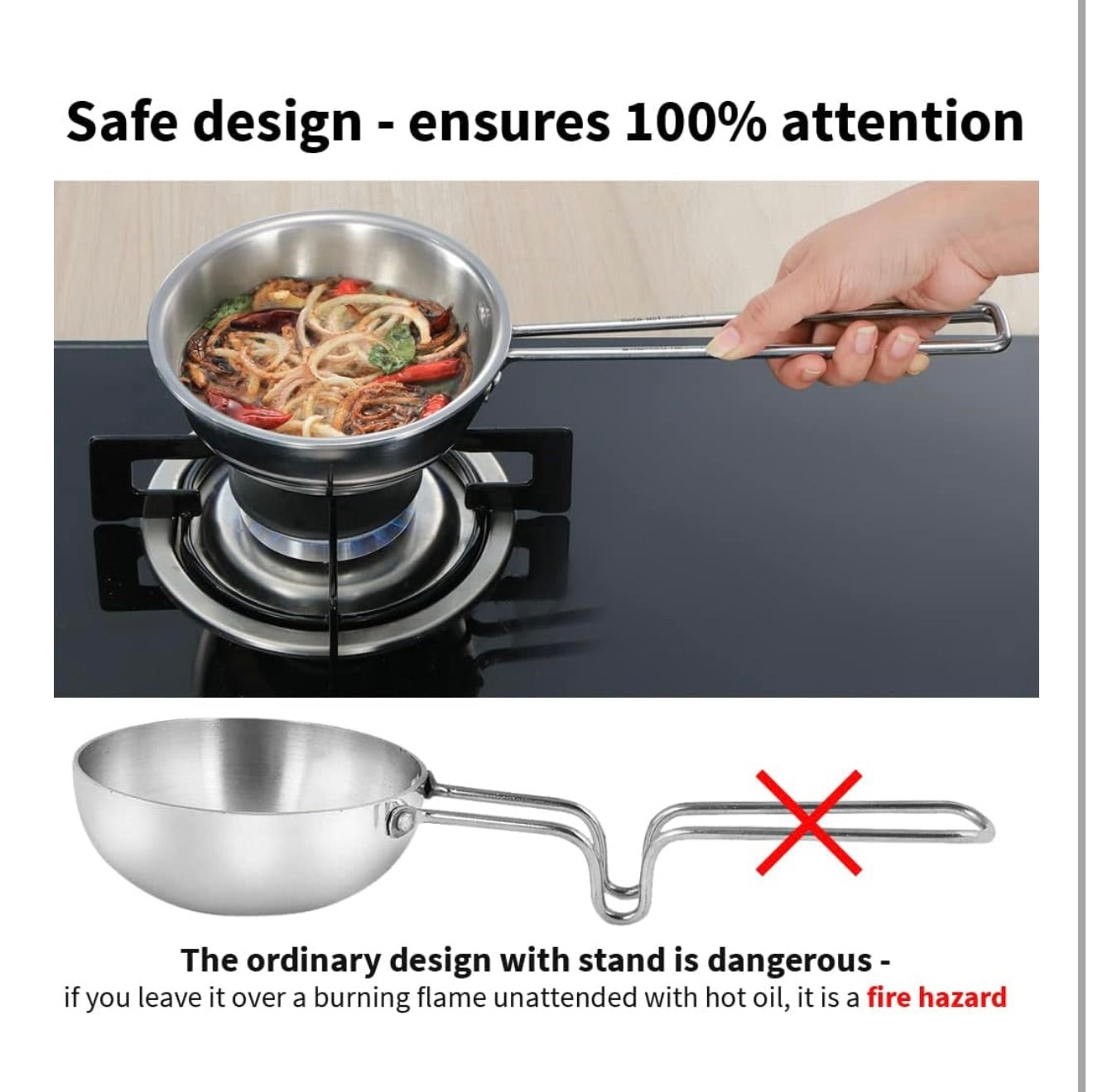 Hawkins 2.5 Cup Tadka Pan, 600ml Triply Stainless Steel Pan, Silver (STP25)