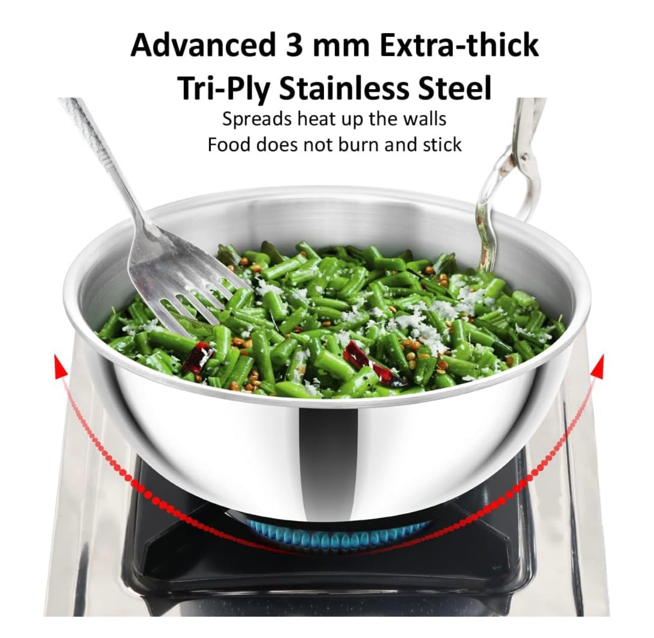 Hawkins 1.5 Litre Metro Kadhai, Triply Stainless Steel Induction Tasla, Silver (SSTA15)