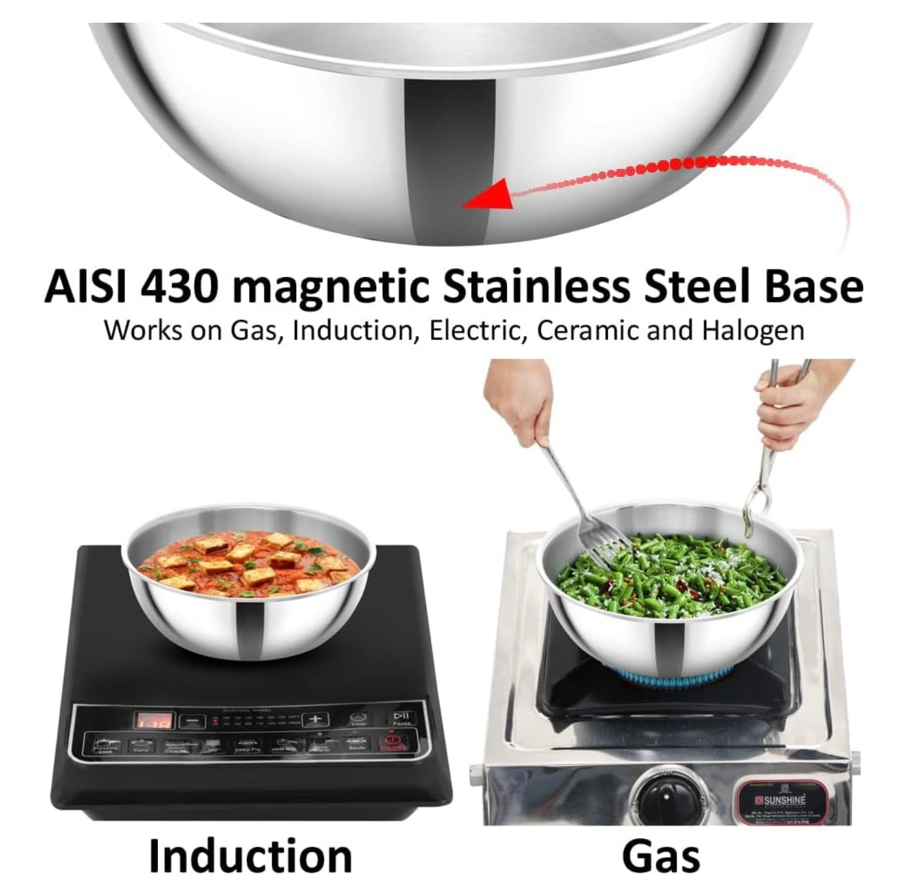 Hawkins 1.5 Litre Metro Kadhai, Triply Stainless Steel Induction Tasla, Silver (SSTA15)