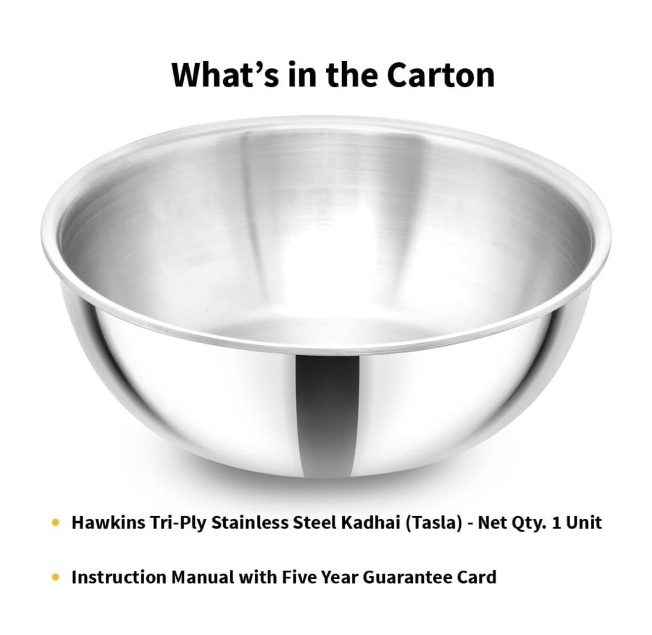Hawkins 1.5 Litre Metro Kadhai, Triply Stainless Steel Induction Tasla, Silver (SSTA15)