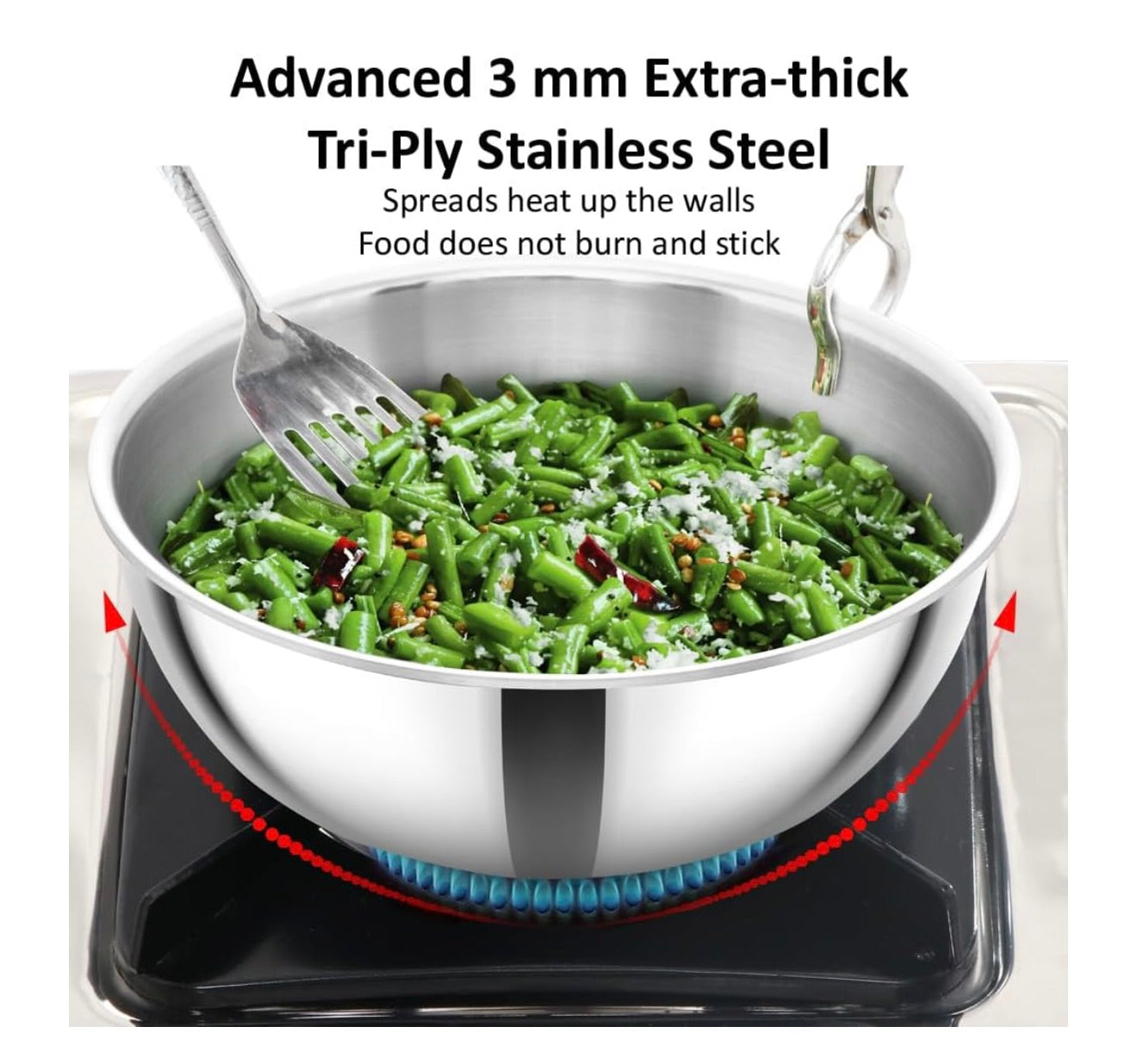 Hawkins 2 Litre Metro Kadhai, Triply Stainless Steel Induction Tasla, Silver (SSTA20)