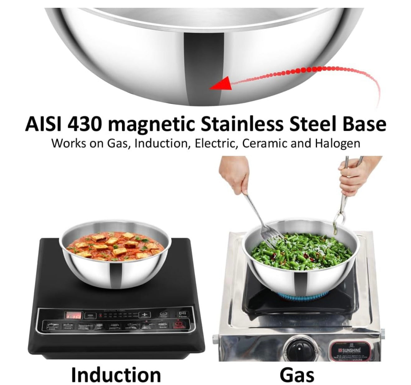 Hawkins 2 Litre Metro Kadhai, Triply Stainless Steel Induction Tasla, Silver (SSTA20)