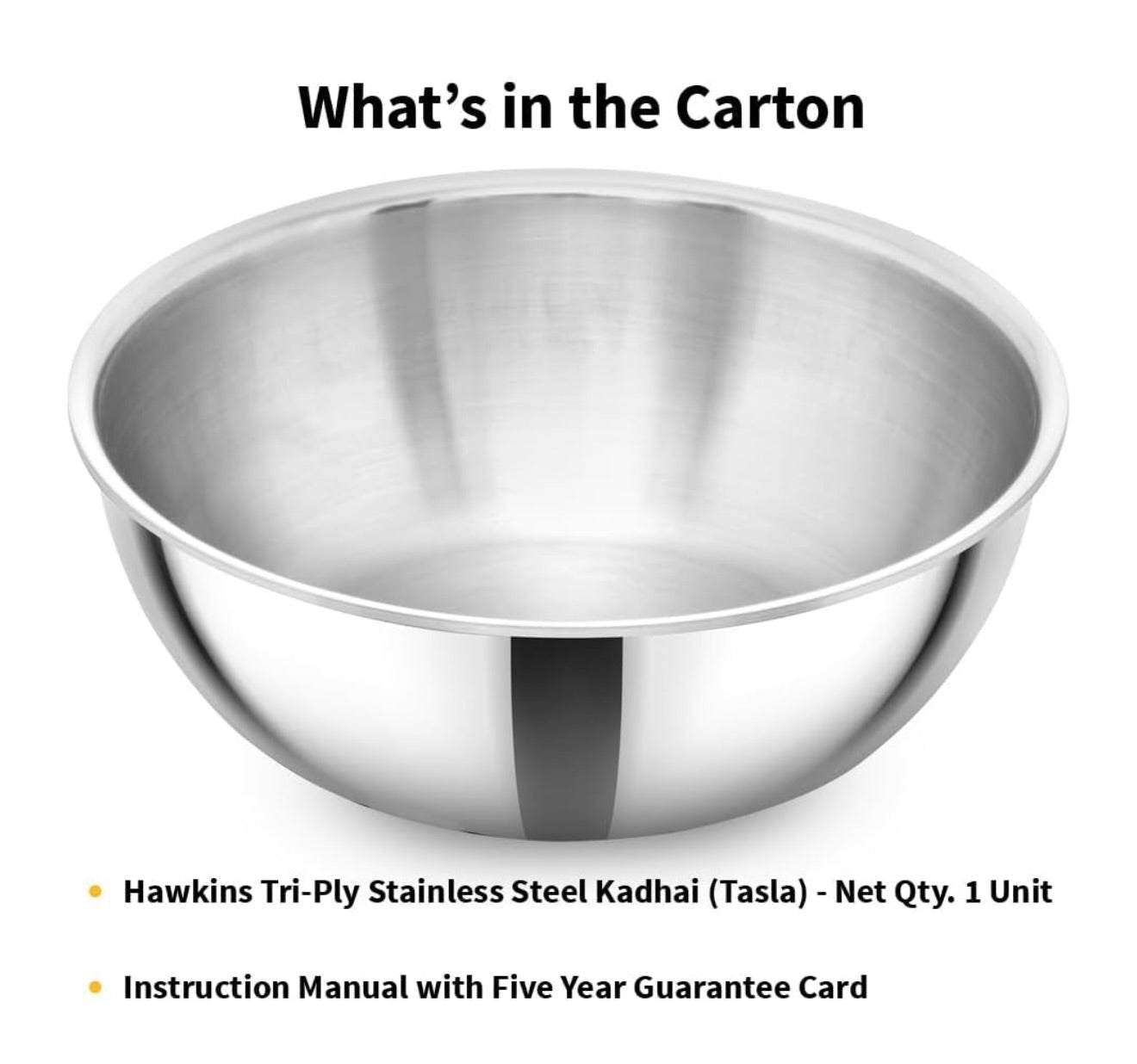 Hawkins 2 Litre Metro Kadhai, Triply Stainless Steel Induction Tasla, Silver (SSTA20)