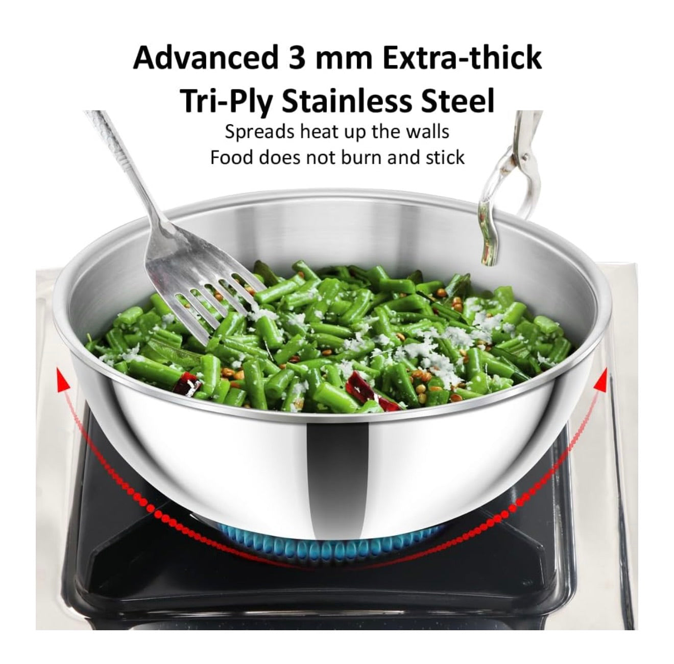 Hawkins 2.5 Litre Metro Kadhai, Triply Stainless Steel Induction Tasla, Silver (SSTA25)