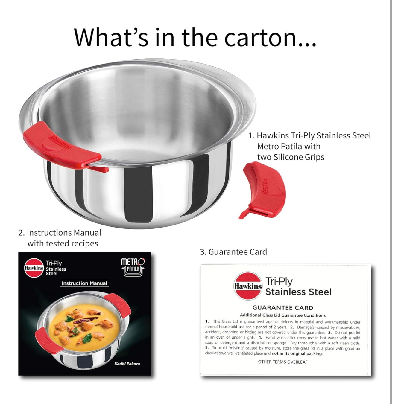 Hawkins 1.5 Litre Metro Patila, Triply Stainless Steel Tope, Induction Bhagona, Tapeli, Silver (SSP15)