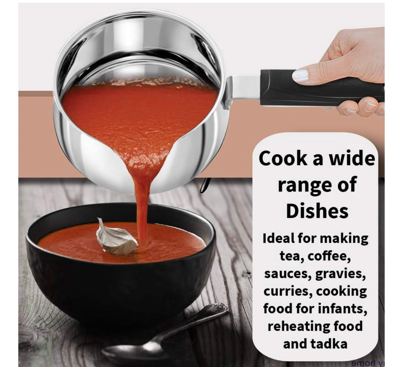 Hawkins 1 Litre Tpan, Stainless Steel Tea Pan, Induction Sauce Pan, Chai Pan, Small Pan, Silver (SST10)