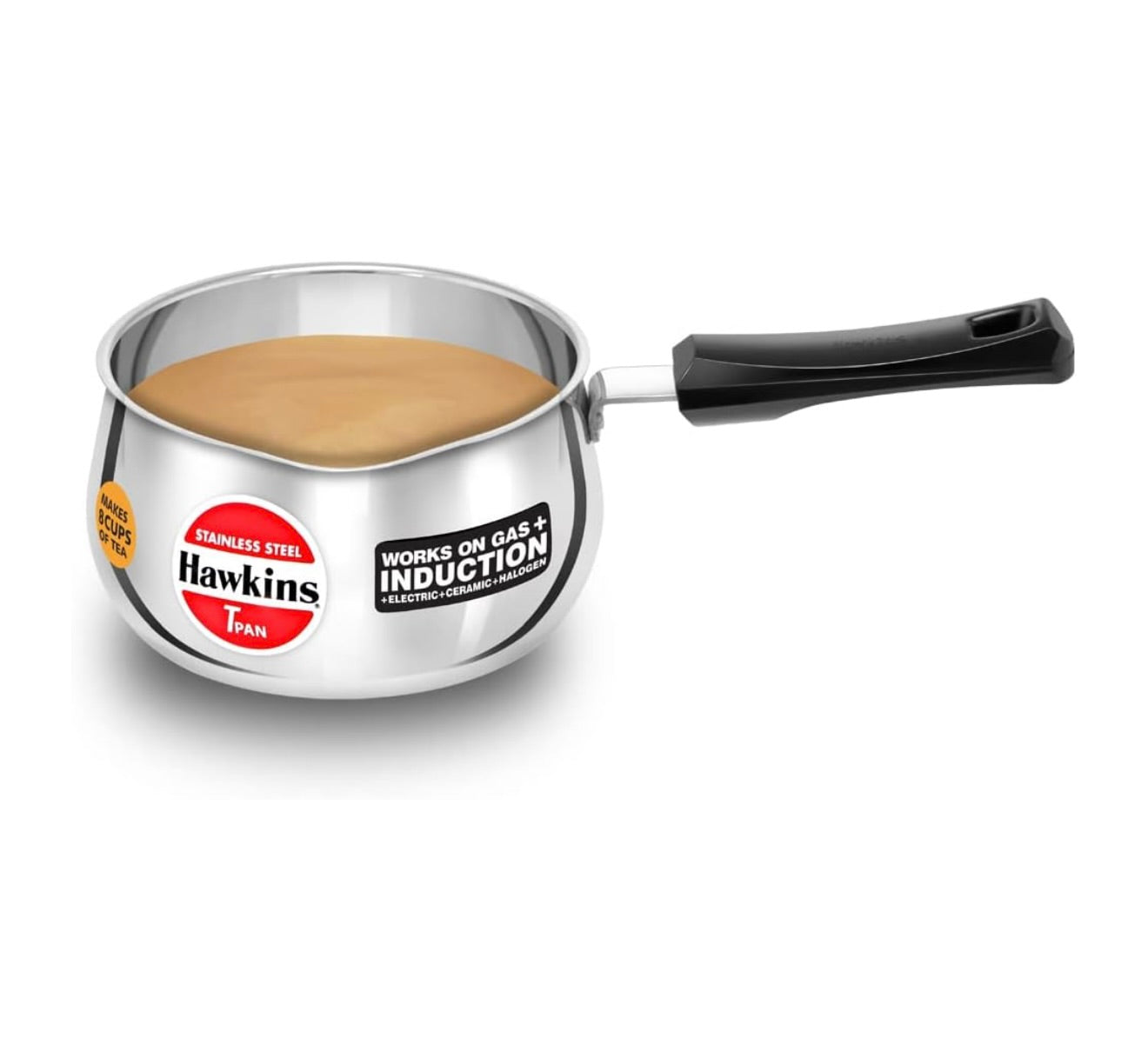 Hawkins 2 Litre Tpan, Stainless Steel Tea Pan, Induction Sauce Pan, Chai Pan, Saucepan, Silver (SST20)