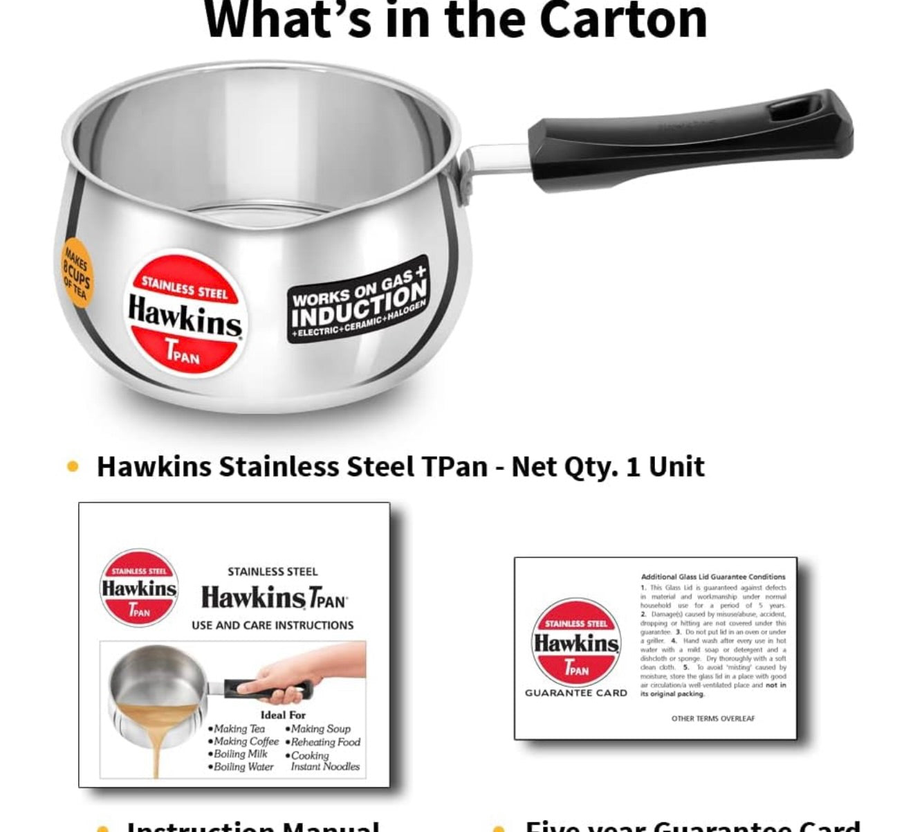 Hawkins 2 Litre Tpan, Stainless Steel Tea Pan, Induction Sauce Pan, Chai Pan, Saucepan, Silver (SST20)
