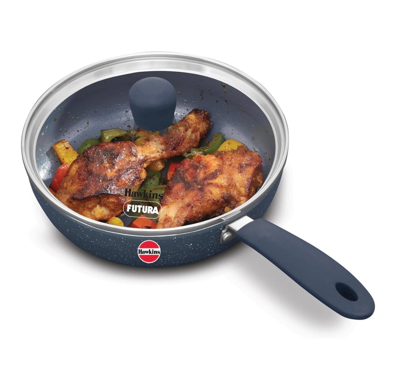 Hawkins Ceramic Nonstick Frying Pan, 19 cm Diameter, Induction Fry Pan with Glass Lid, Granite Omlette Egg Pan (ICF19G)