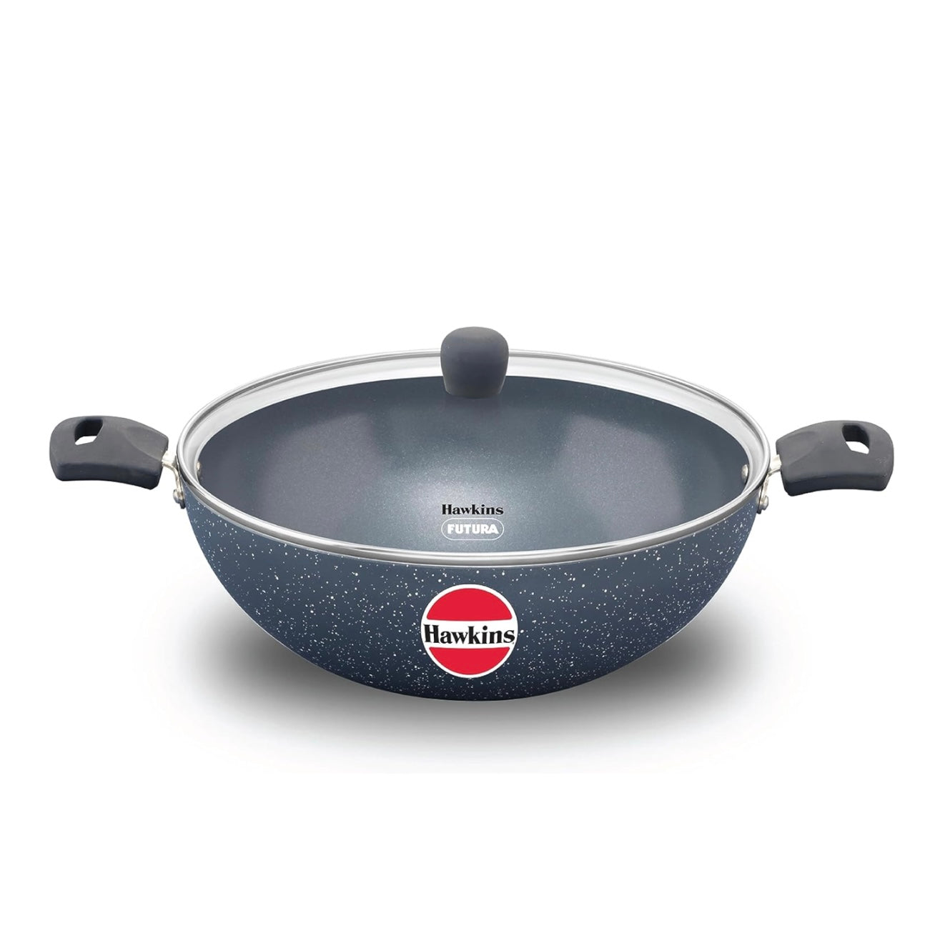 Hawkins Ceramic Nonstick 5 Litre Deep Kadhai, Induction Deep Fry Pan with Glass Lid, Granite Kadai (ICK50G)