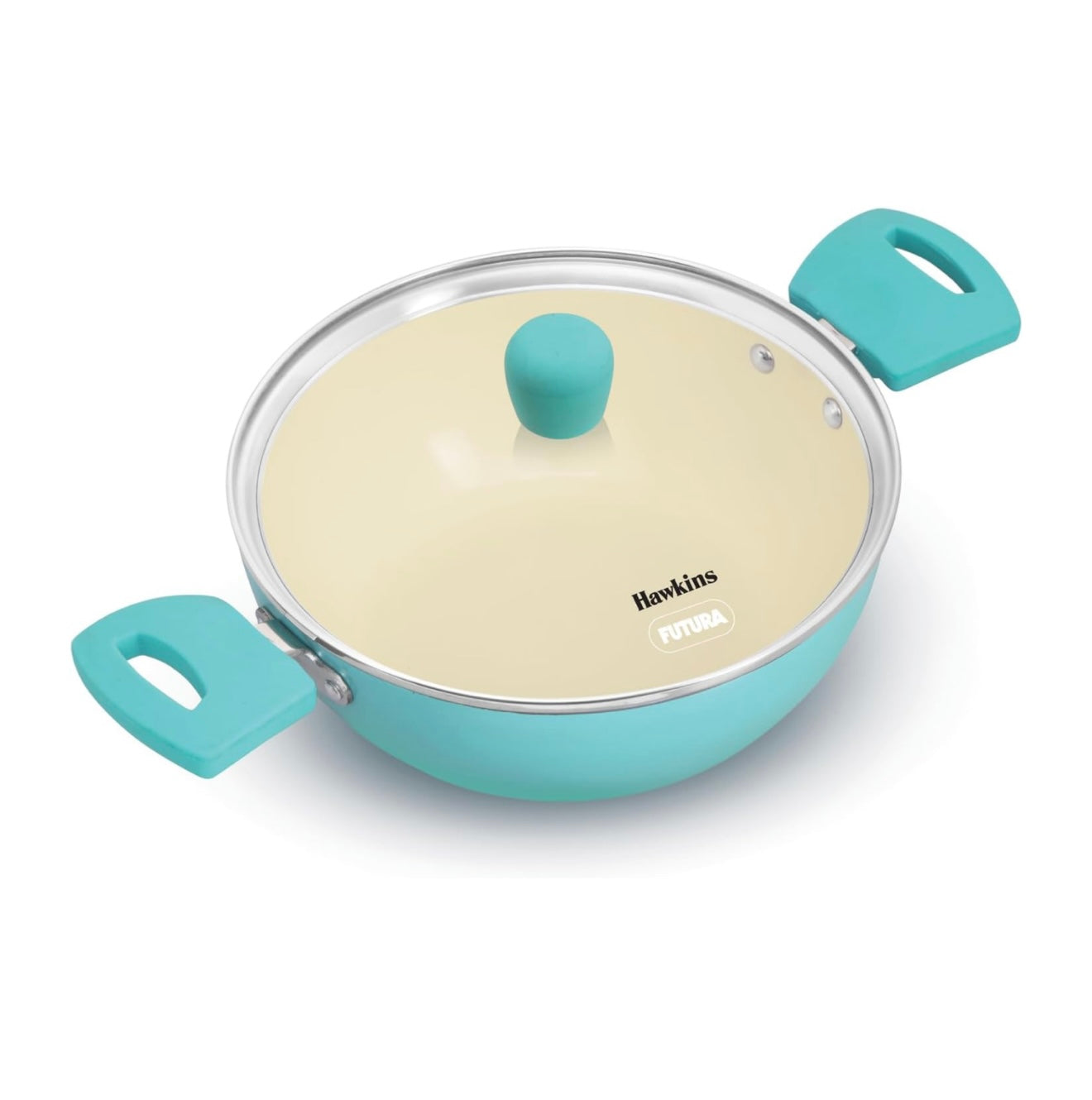 Hawkins 2 Litre Cook n Serve Casserole, Aqua Casserole with Glass Lid, Aqua Blue (IUC20G)
