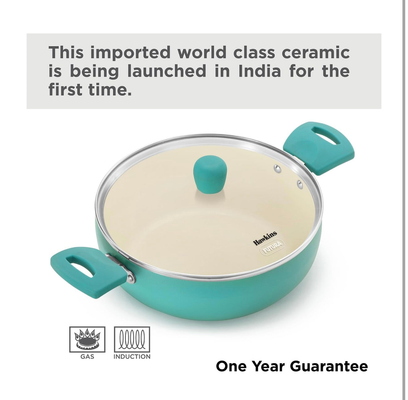 Hawkins 3 Litre Cook n Serve Casserole, Aqua Casserole with Glass Lid, Aqua Blue (IUC30G)
