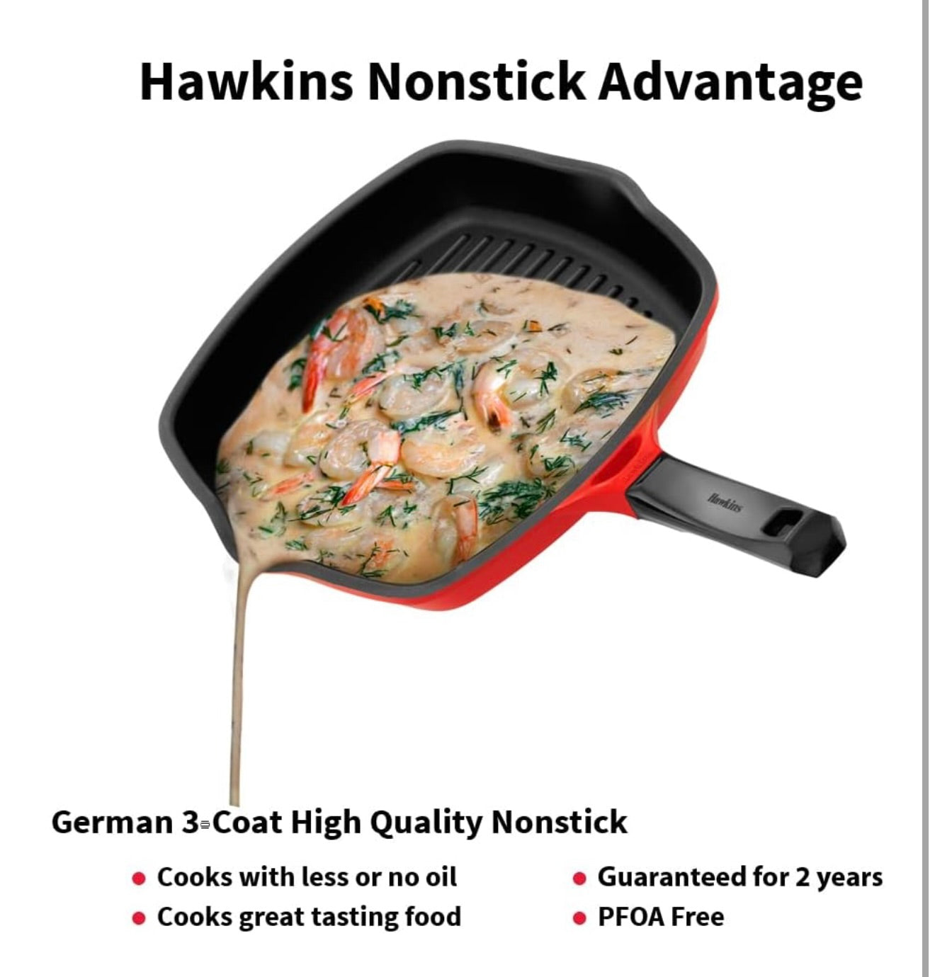 Hawkins 30 cm Grill Pan, Non Stick Die Cast Grilling Pan with Glass Lid, Square Grill Pan for Gas Stove, Ceramic Coated Pan, Roast Pan (DCGP30G)