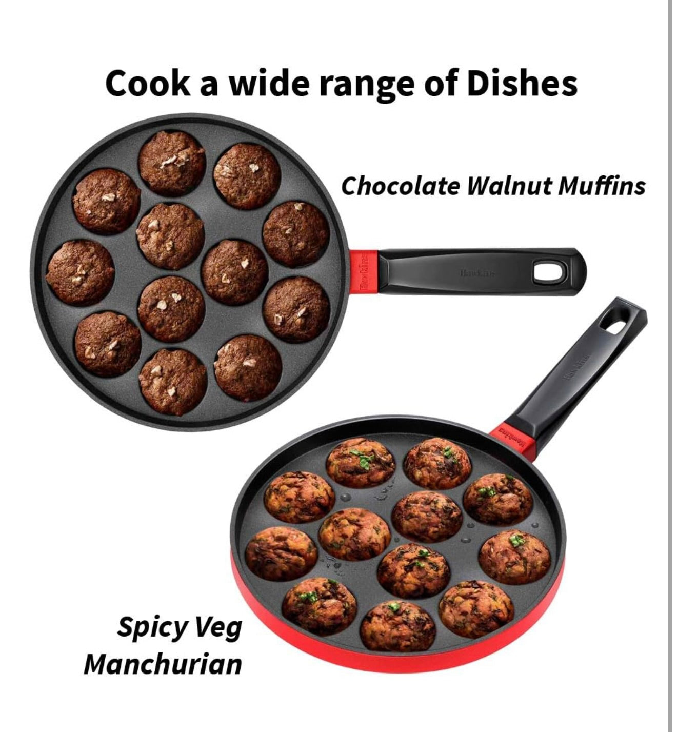 Hawkins Nonstick Appe Pan with Glass Lid, 12 Cups, Diameter20 cm, Black , Cast Aluminium, Red (NAPE20G)