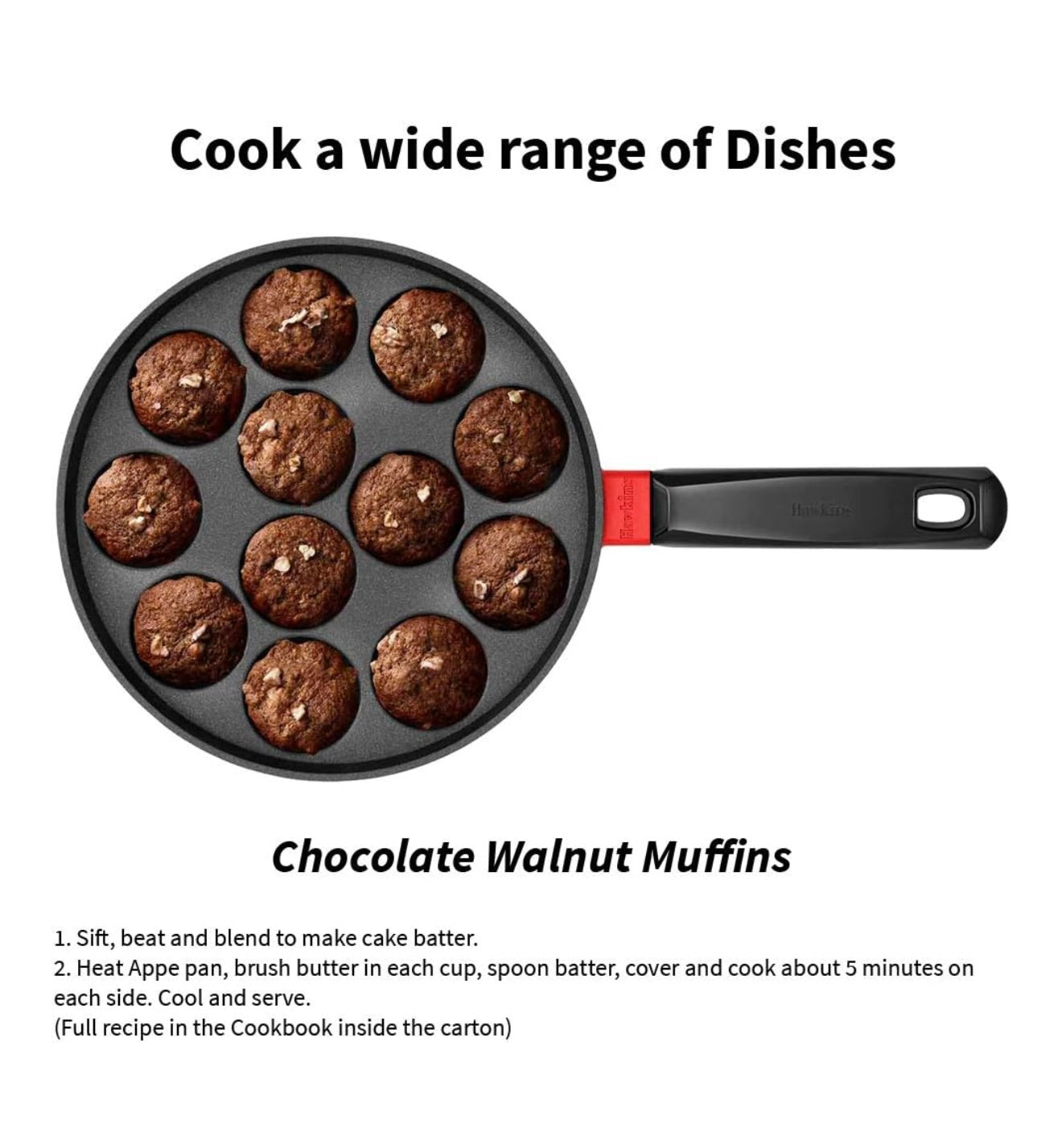 Hawkins Nonstick Appe Pan with Glass Lid, 12 Cups, Diameter20 cm, Black , Cast Aluminium, Red (NAPE20G)