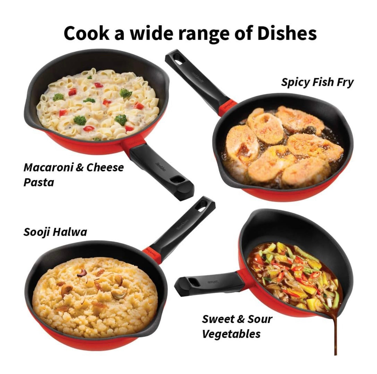 Hawkins 22 cm Die Cast Non Stick Induction Fry Pan with Glass Lid, Ceramic Coated Pan, Red (IDCF22G)