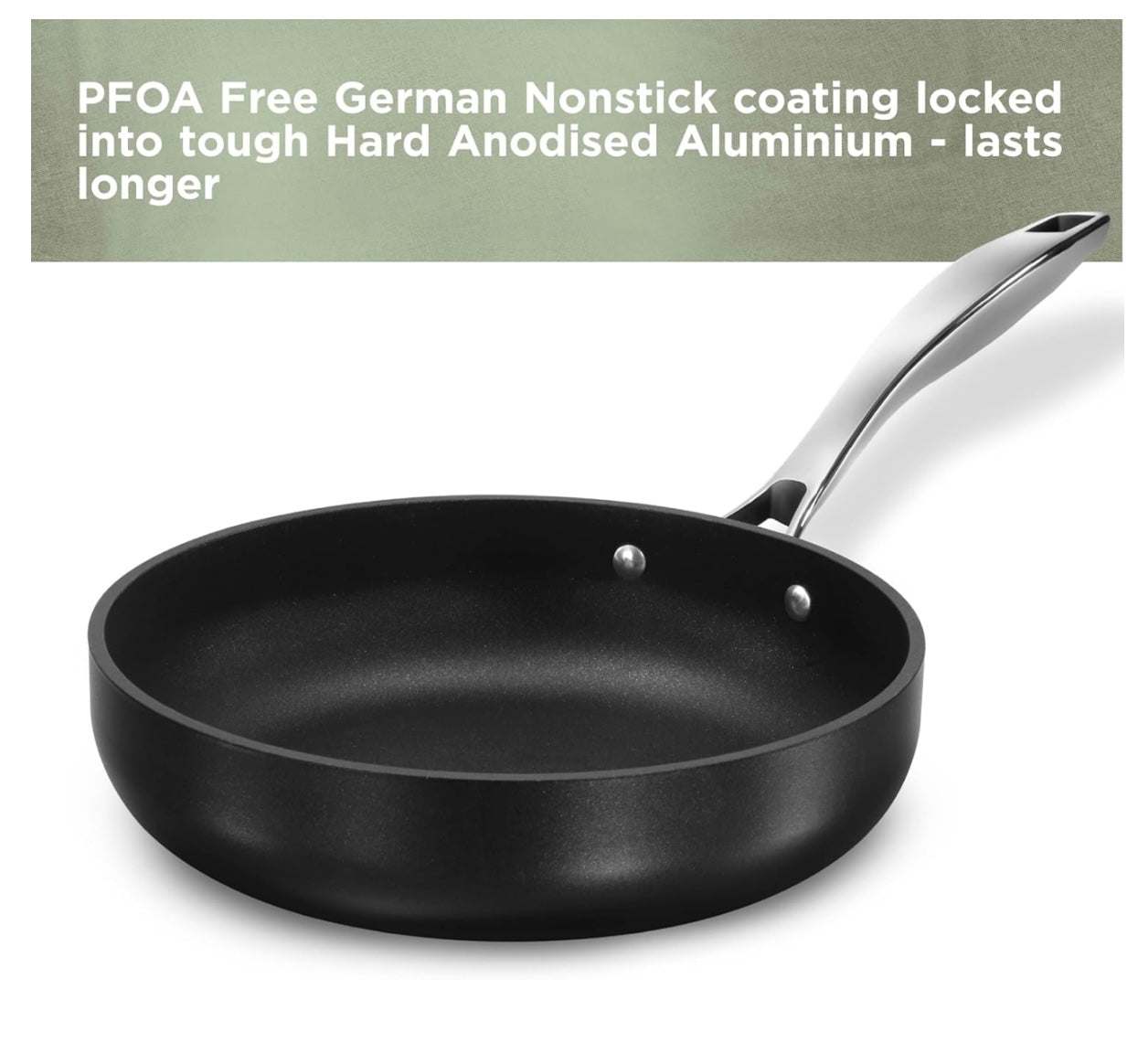 Hawkins Futura Pro 22 cm Frying Pan, Nonstick Fry Pan with Stainless Steel Handle and Stainless Steel Lid, Black (PNF22S)