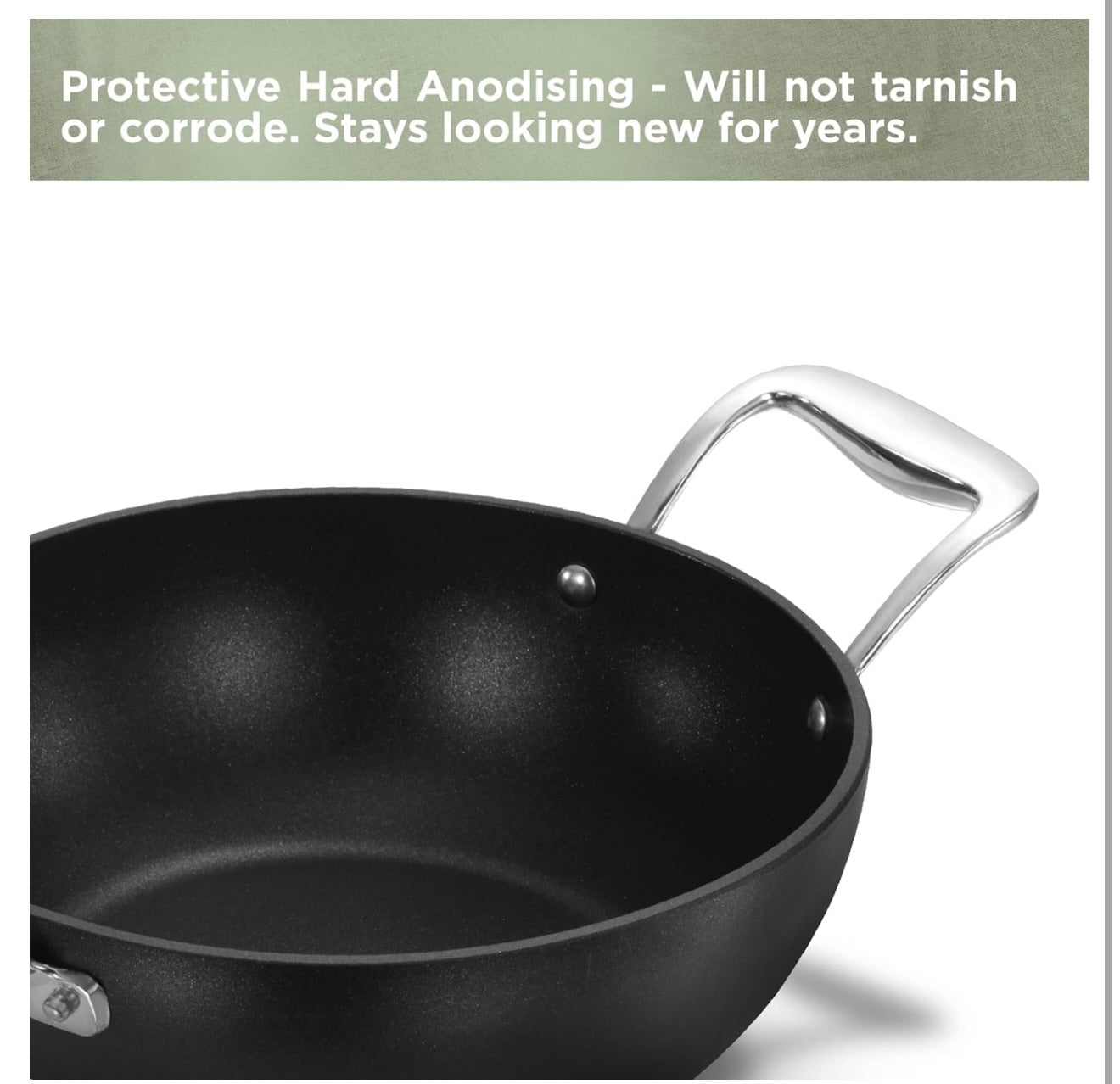Hawkins Futura Pro 2.5 Litre Deep-Fry Pan, Nonstick Kadhai with Stainless Steel Handles and Stainless Steel Lid, Balck (PNK25S)