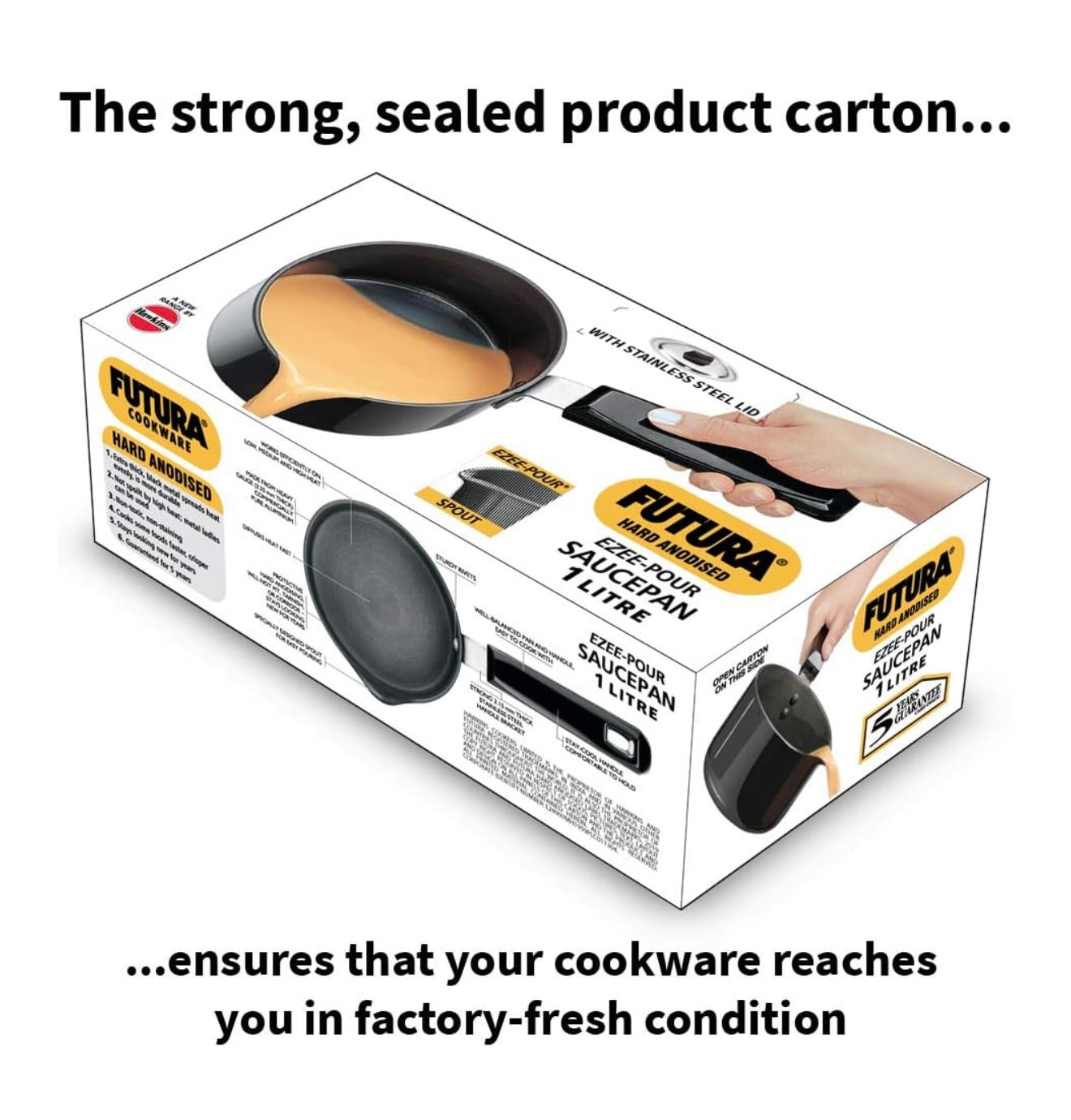 Futura Hard Anodised Ezee-Pour Saucepan 1 Litre with lid