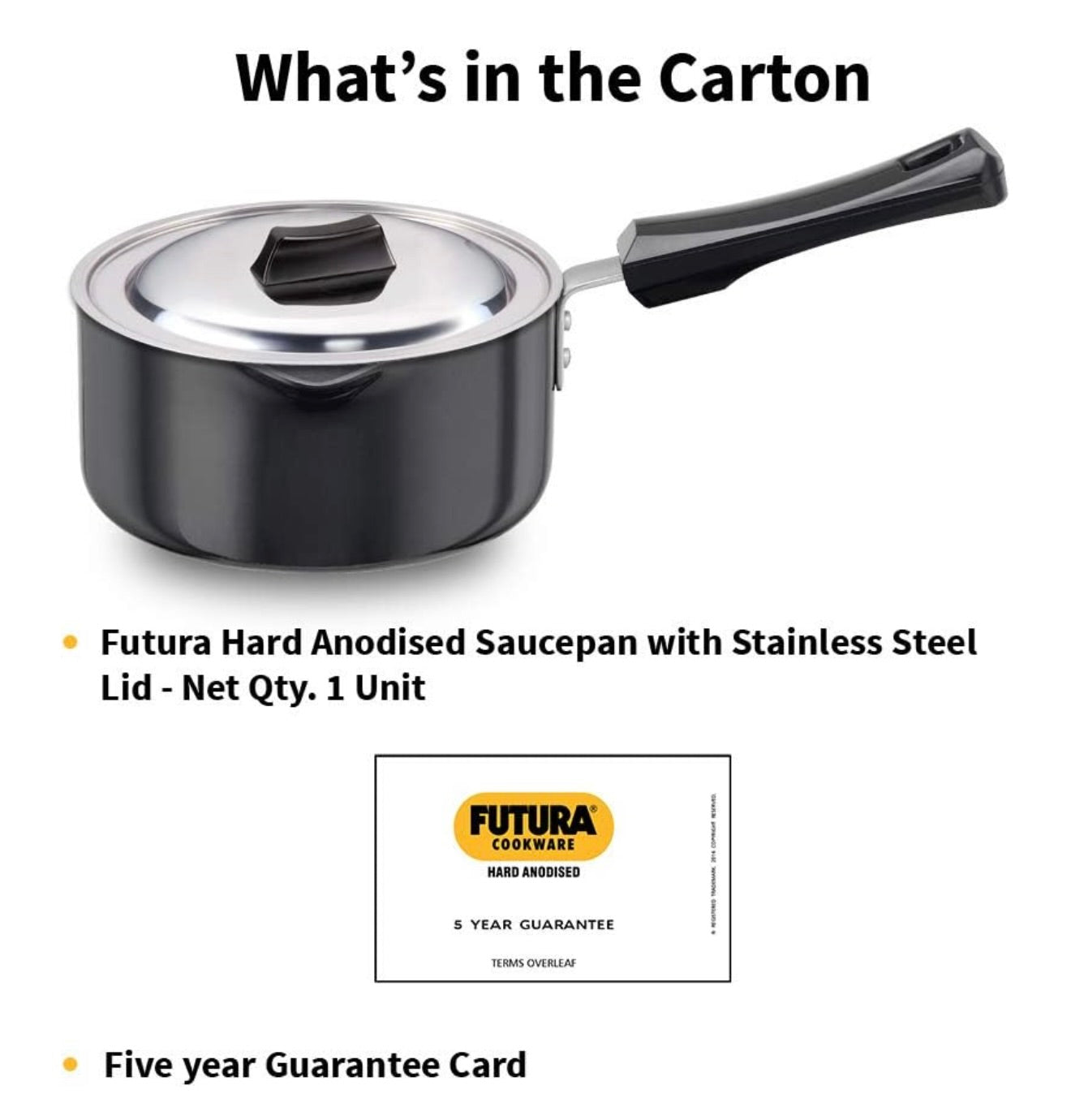 Futura Hard Anodised Saucepan 1.5L, 16 cm, 3.25 mm with SS Lid
