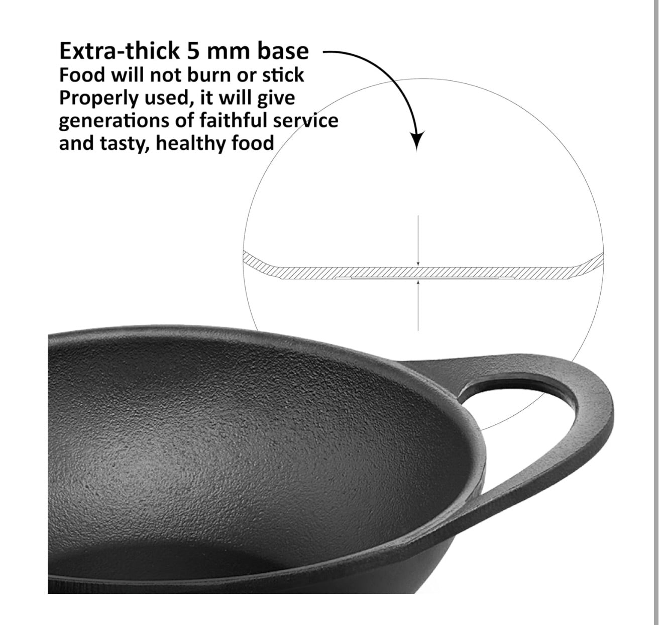 Hawkins Futura 1.5 Litre Cast Iron Kadhai, Naturally Nonstick Cast Iron Kadai with Glass Lid, Cast Iron Cookware for Kitchen, Black (CIK15G)