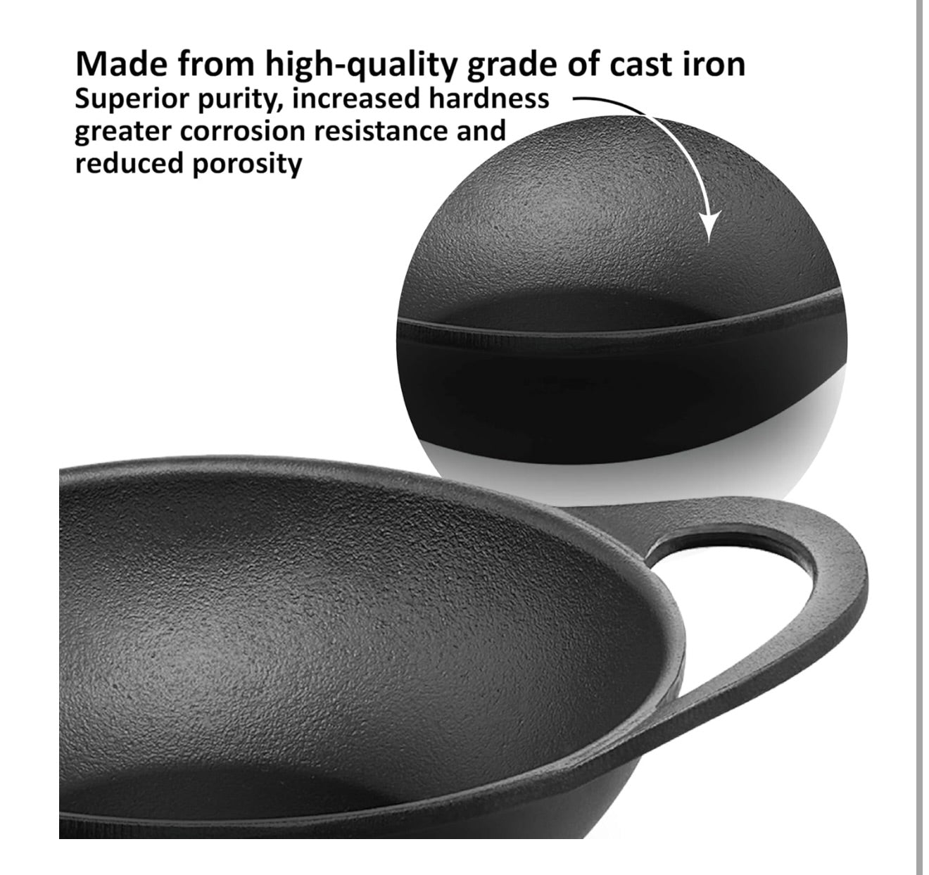 Hawkins Futura 1.5 Litre Cast Iron Kadhai, Naturally Nonstick Cast Iron Kadai with Glass Lid, Cast Iron Cookware for Kitchen, Black (CIK15G)