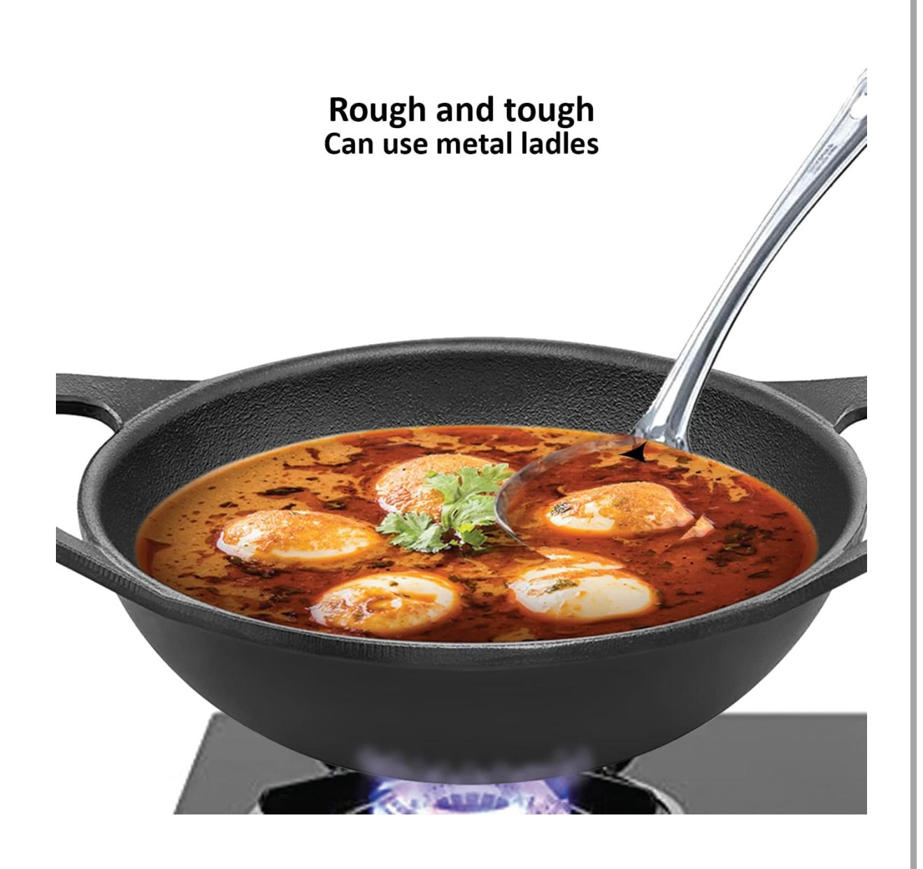 Hawkins Futura 2 Litre Cast Iron Kadhai, Naturally Nonstick Cast Iron Kadai with Glass Lid, Cast Iron Cookware for Kitchen, Black (CIK20G)