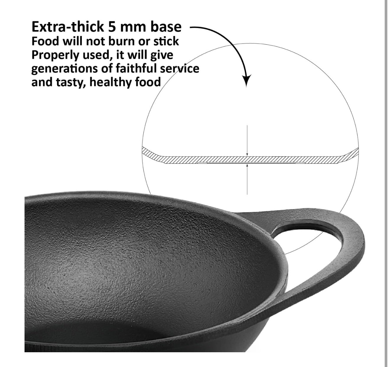Hawkins Futura 2 Litre Cast Iron Kadhai, Naturally Nonstick Cast Iron Kadai with Glass Lid, Cast Iron Cookware for Kitchen, Black (CIK20G)