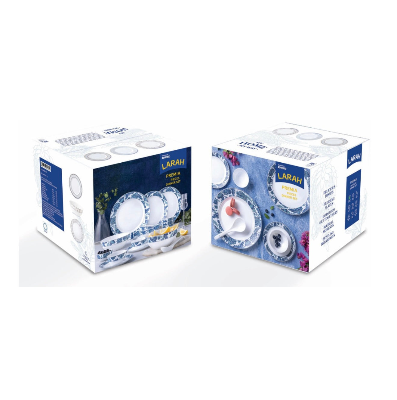 Larah by Borosil Pack of37 pcs Opalware Dinner Set  (Blue, Microwave Safe)