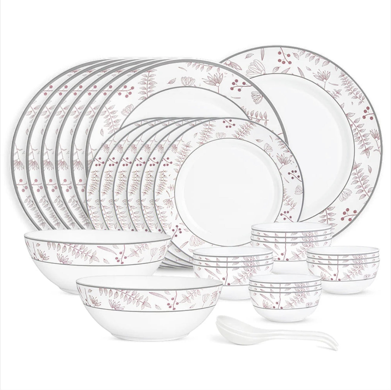 Larah By Borosil Grandeur Dinner Set, 37 pc