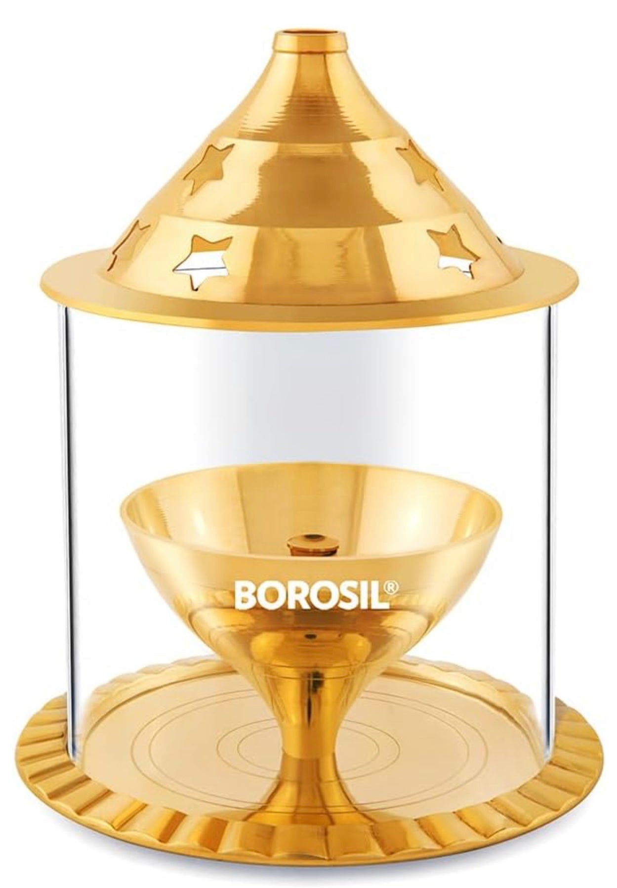 Borosil Akhand Diya (Medium, Brass)