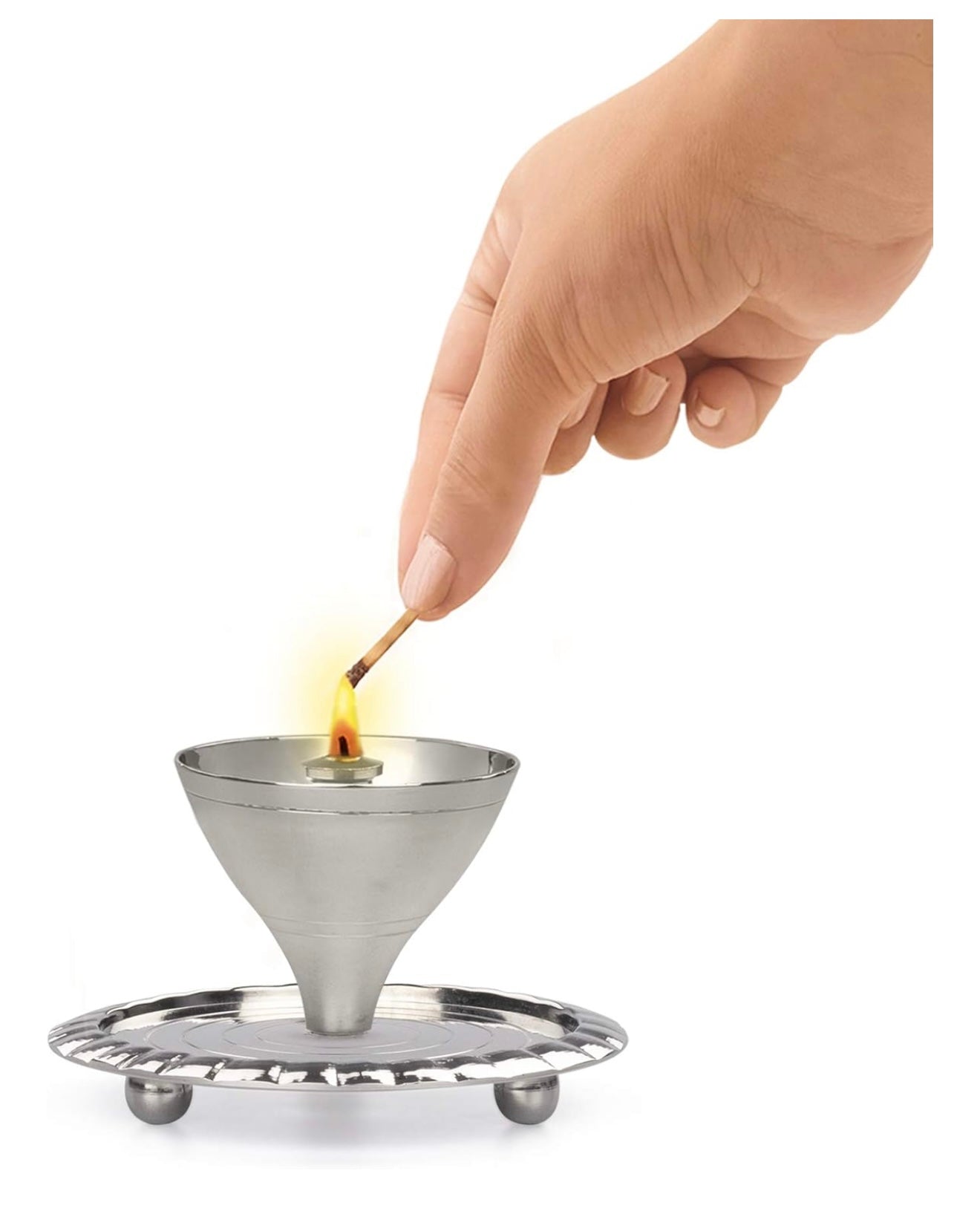 Lantern Diya with Glass Cover, Nickel Diya