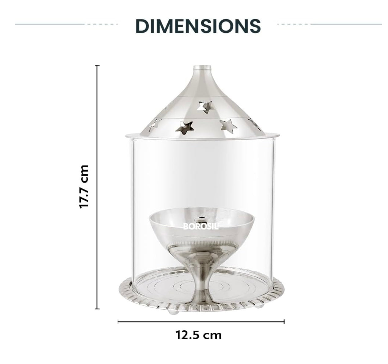 ATC USA - Borosil Akhand Diya (Large, Nickel)