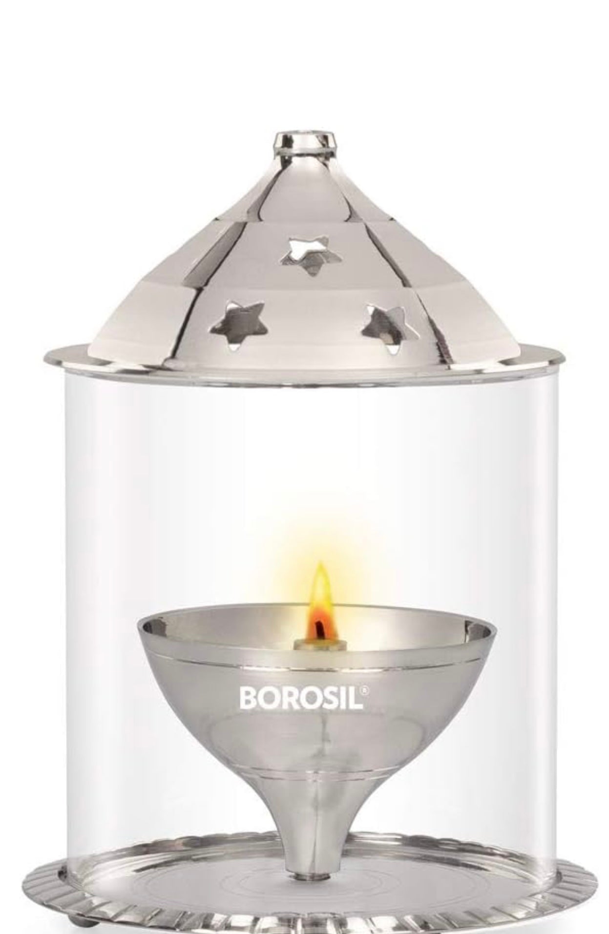 ATC USA - Borosil Akhand Diya (Large, Nickel)