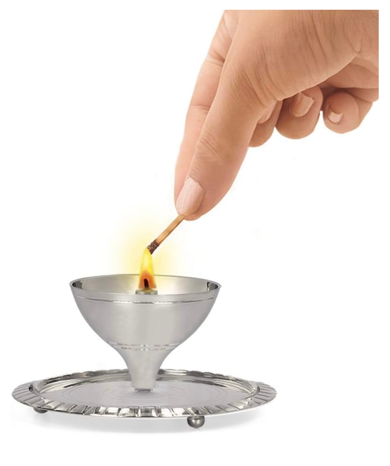 ATC USA - Borosil Akhand Diya (Large, Nickel)