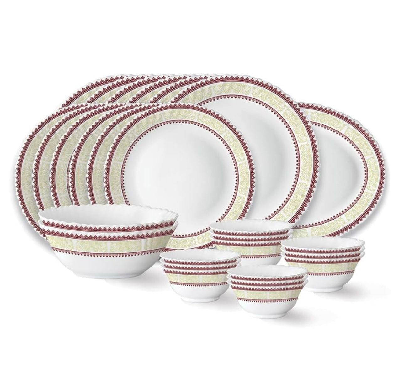 Bone-Ash Free Crockery Set (White, 27 Pieces)