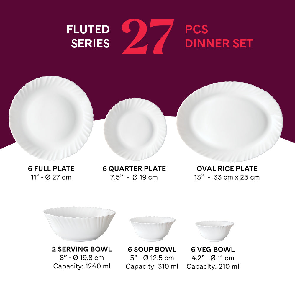 Larah by Borosil, Persia Dinner Set, 27 pc