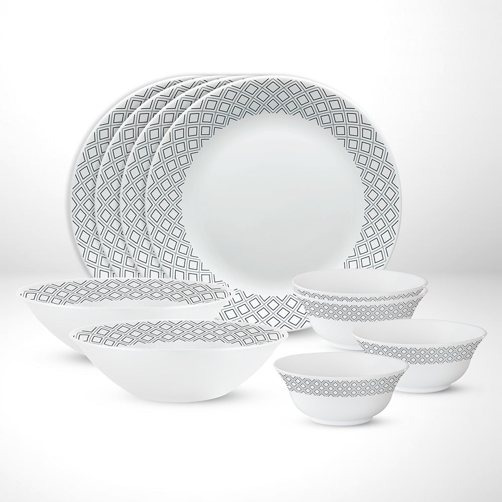Larah by Borosil Cone Black Grey Dinner Set, 27 pc