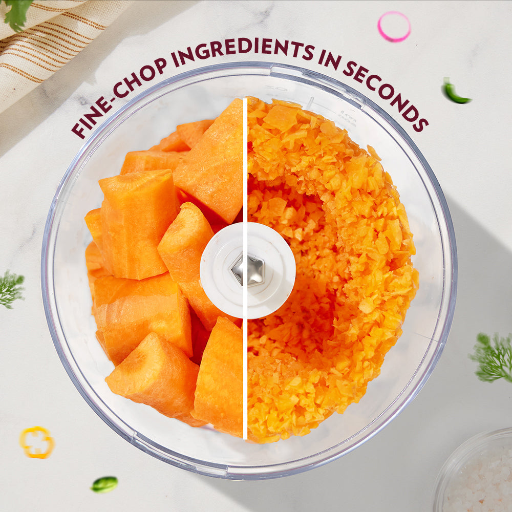Vegetable Chopper, Cutter, Chop, Mince, Dice, Whisk, Blend (Transparent)