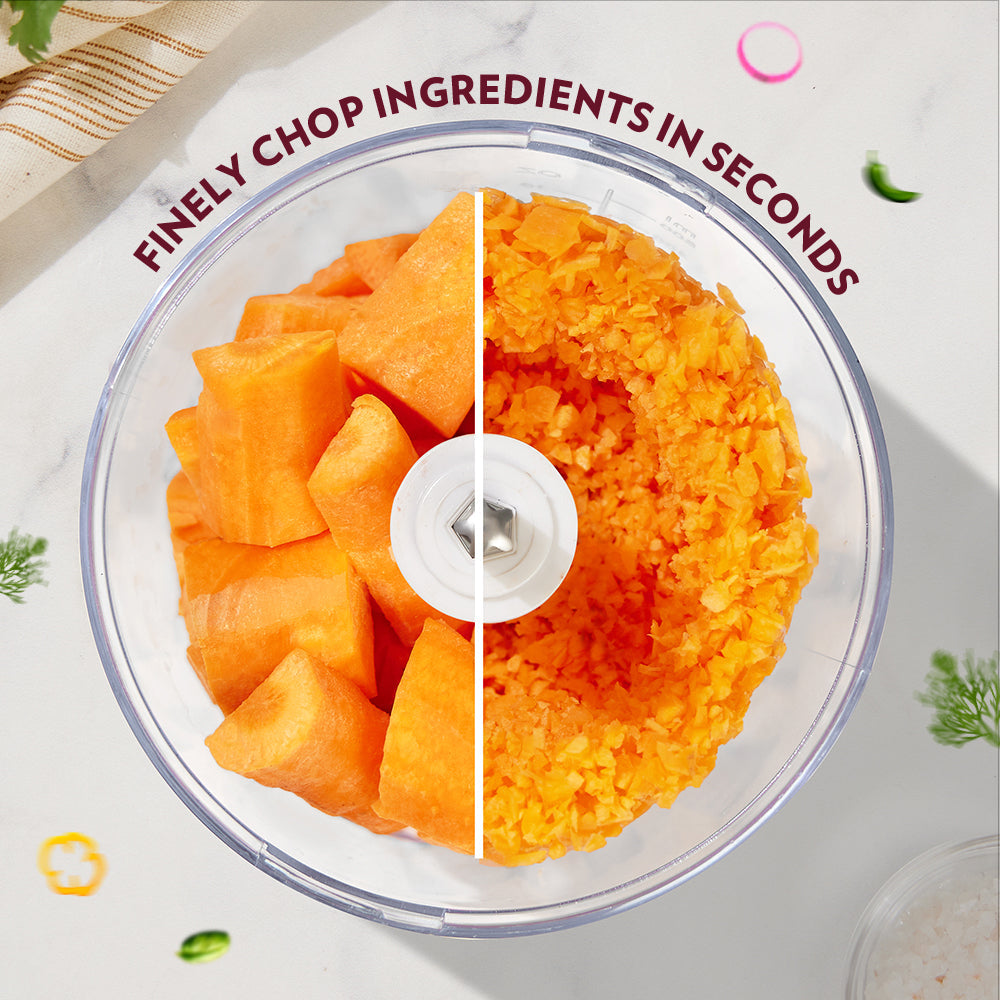 Vegetable Chopper, Cutter, Chop, Mince, Dice, Whisk, Blend (Transparent)