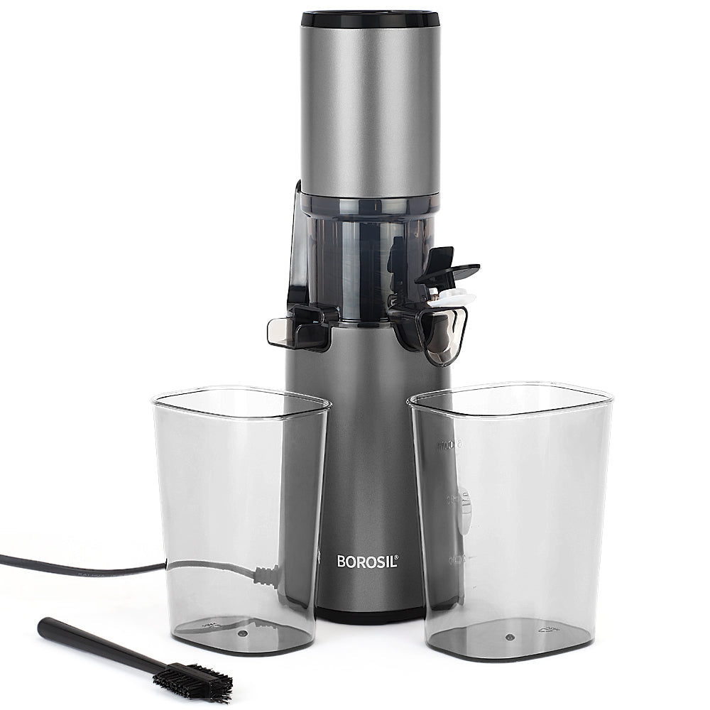 Borosil Smart Juice Cold Press Slow Juicer, 130W Portable Slow Juicer, Compact Design, Less Oxidation, For Fresh Fruits & Vegetables Juice, 1 Year Warranty, 130 Watts