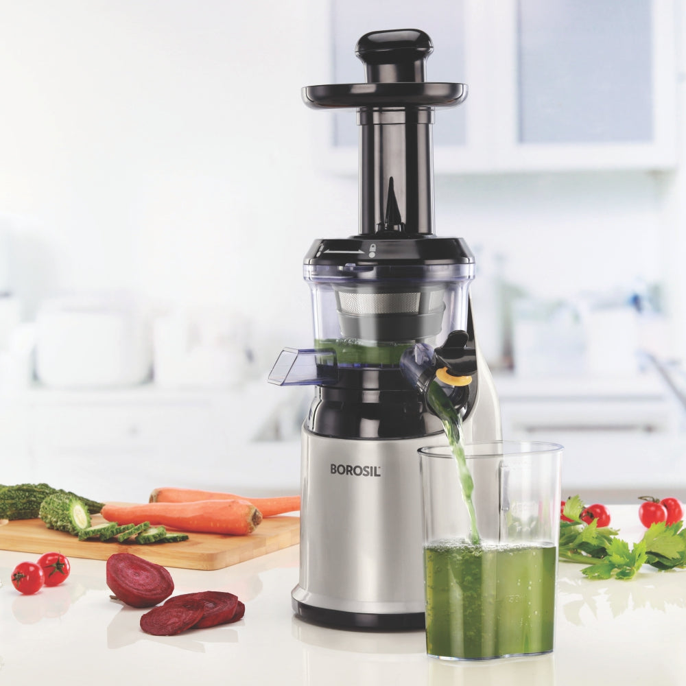 Borosil Health Pro 200-Watt Slow Juicer, Black
